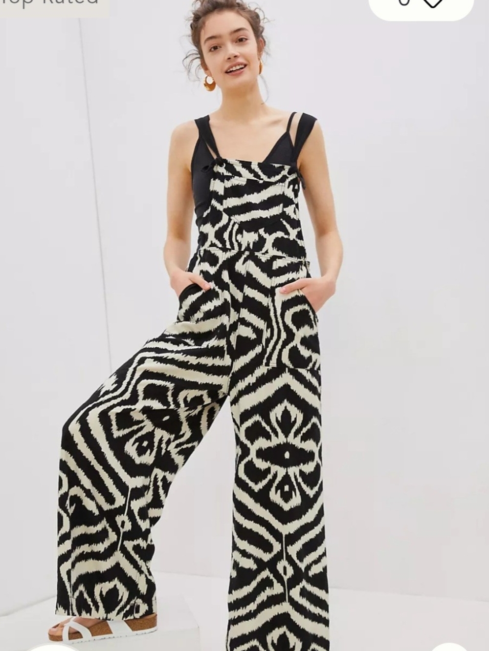 ANTHROPOLOGIE CONSTANCE LINEN VISCOSE IKAT WIDE LEG OVERALL JUMPSUIT M